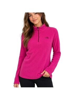 The North Face Hot Pink Quarter-Zip Fleece Jacket Size Medium